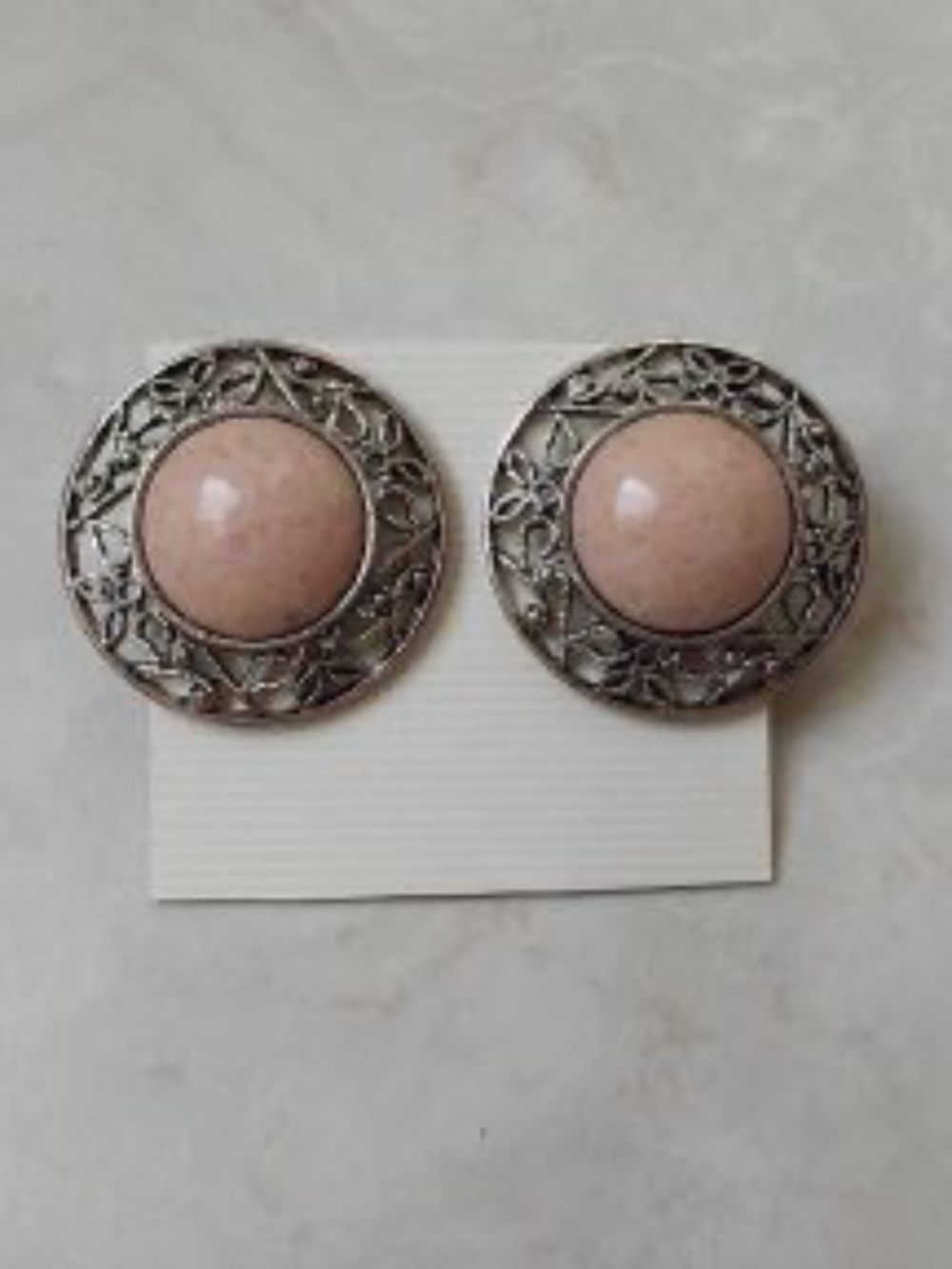 Silver-Tone Pink Stone Earrings